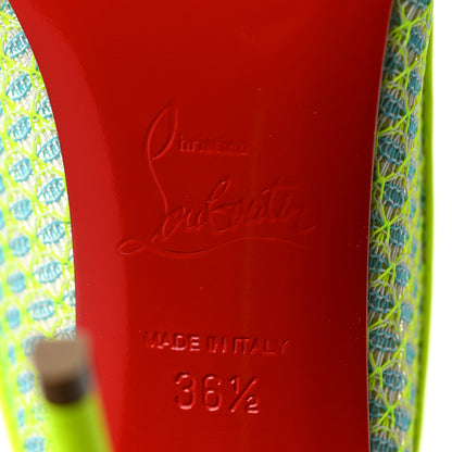 Christian Louboutin Fishnet Follies Lace 100 Pumps 36.5 Neon Yellow 6 of 8