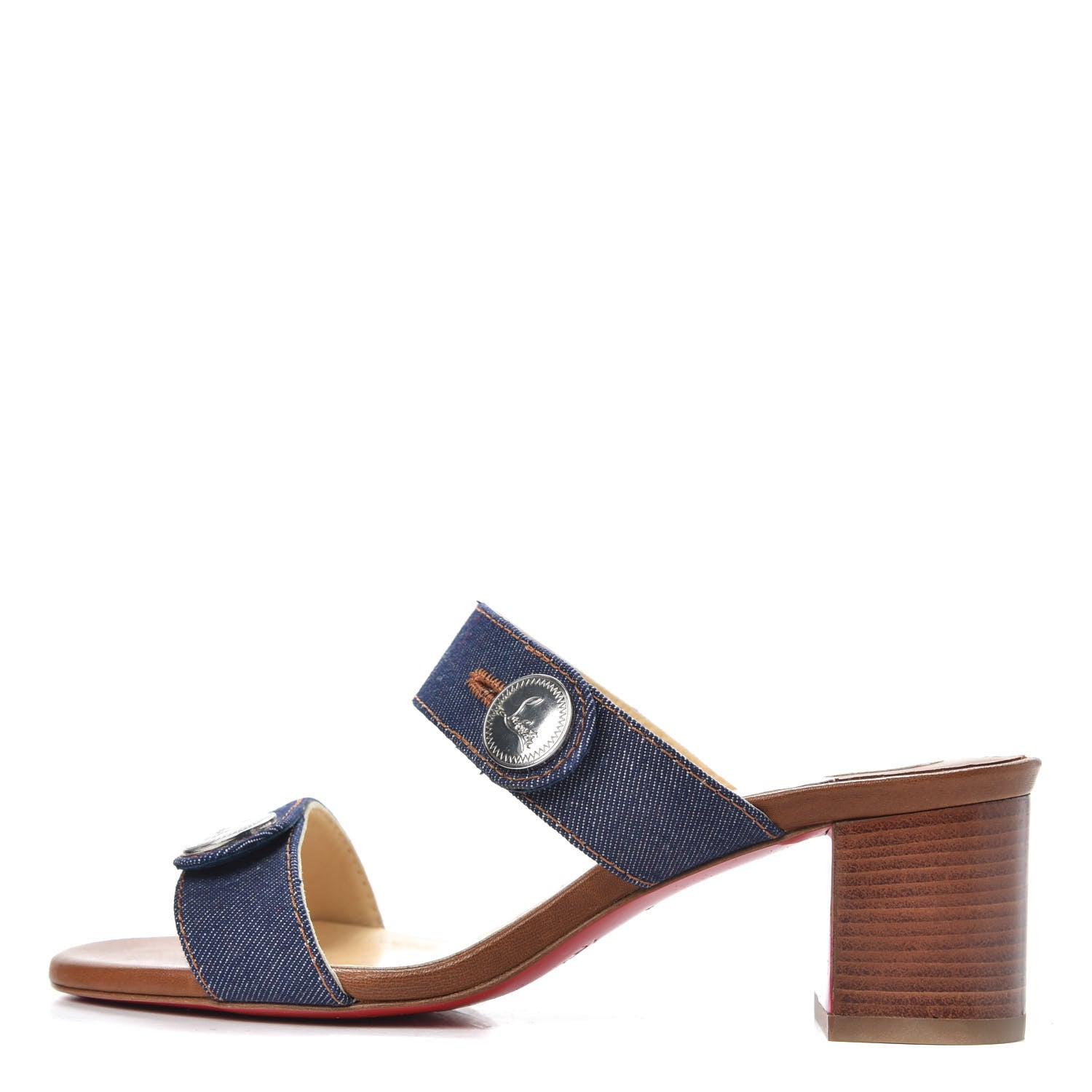 Christian Louboutin Denim Calfskin Sandenim Double Strap Sandal 35 Blue 1 of 7