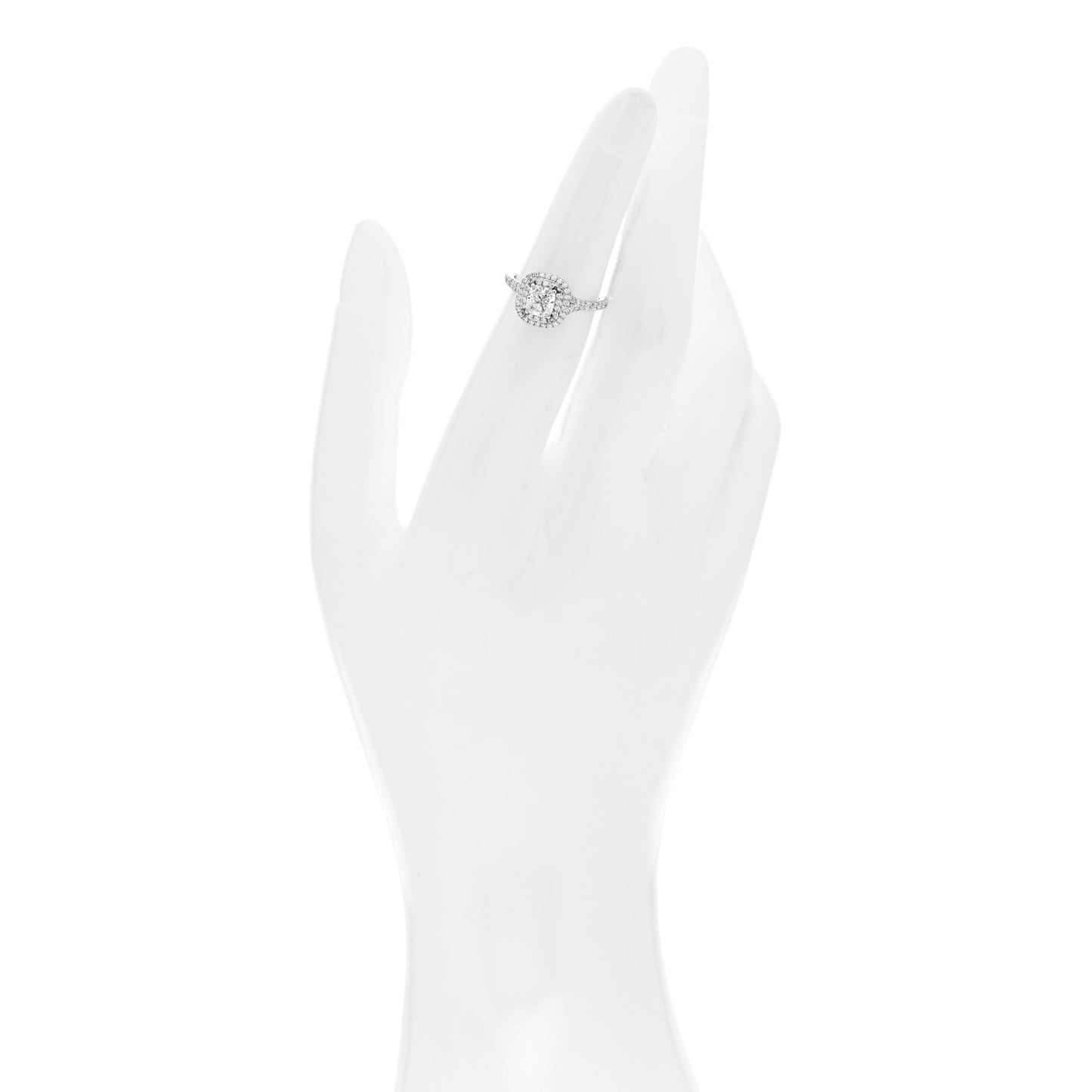 Platinum Diamond .71ct Soleste Cushion Cut Double Halo Engagement Ring 48 4.5
