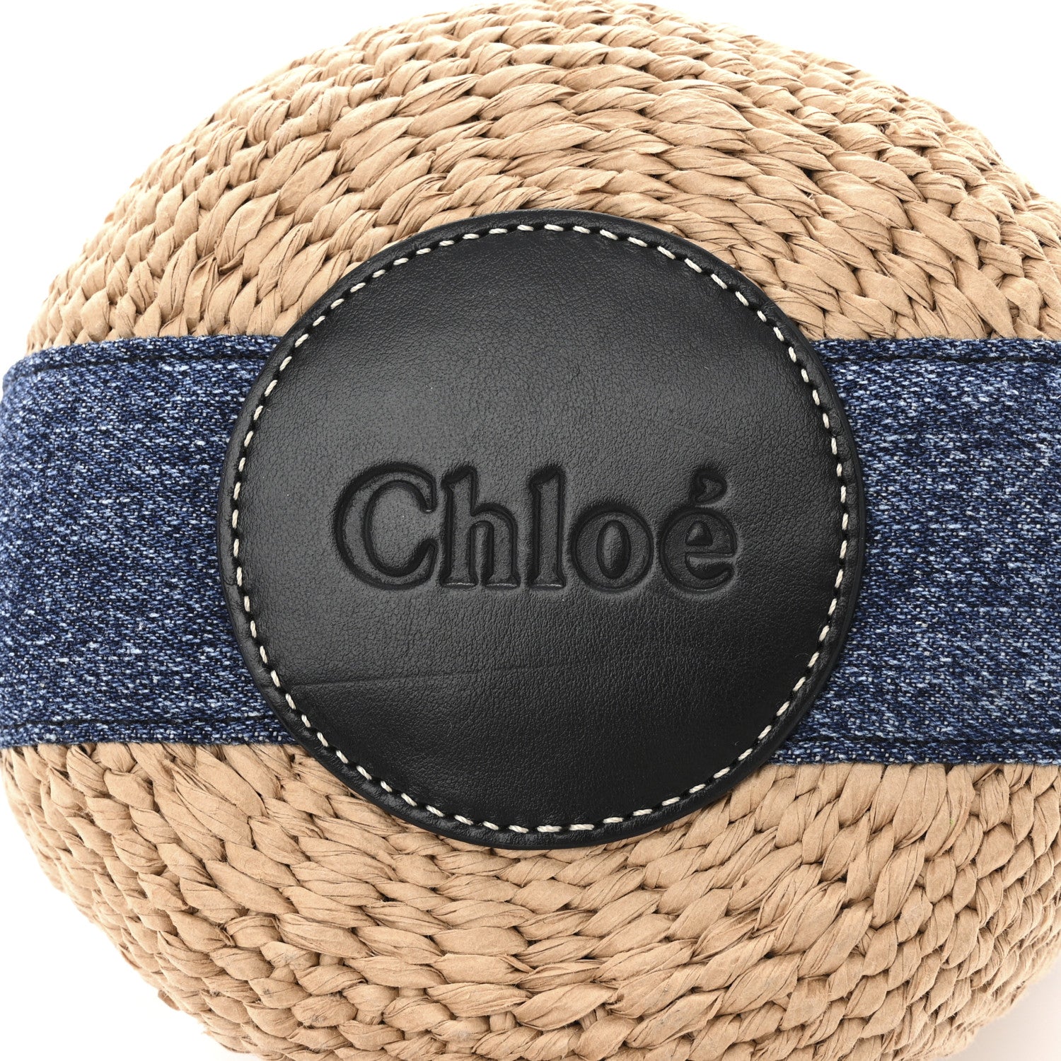 Chloe Raffia Calfskin Small Woody Basket Bag Navy 12 of 12
