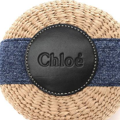 Chloe Raffia Calfskin Small Woody Basket Bag Navy 12 of 12