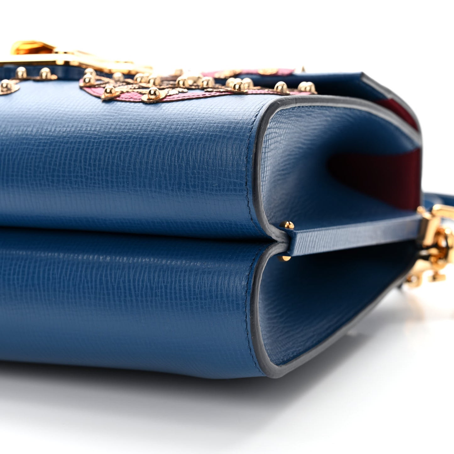 Calfskin Crystal Embellished Lucia Shoulder Bag Blue Multicolor