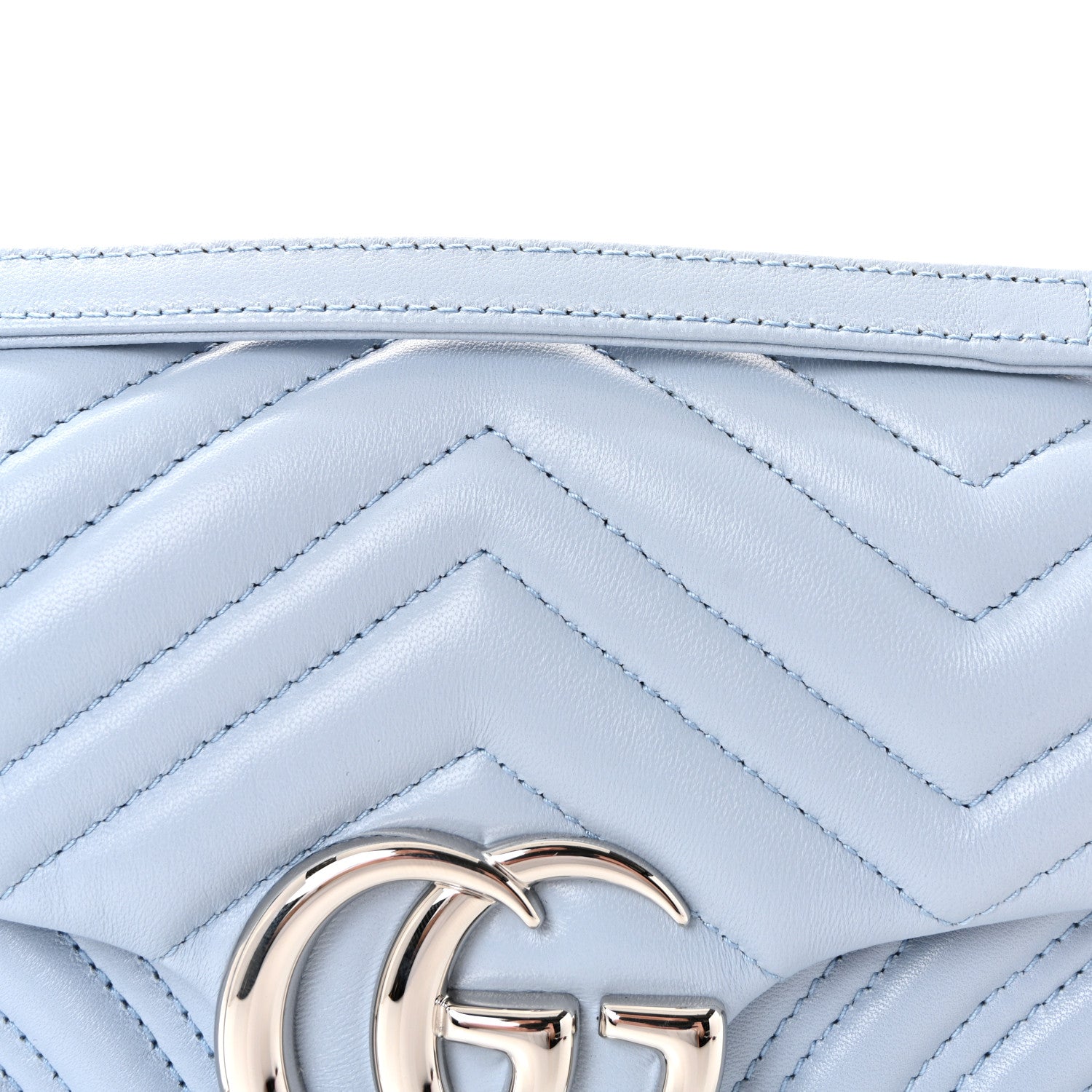 Gucci Lambskin Matelasse Medium GG Marmont Shoulder Bag Light Blue 7 of 9