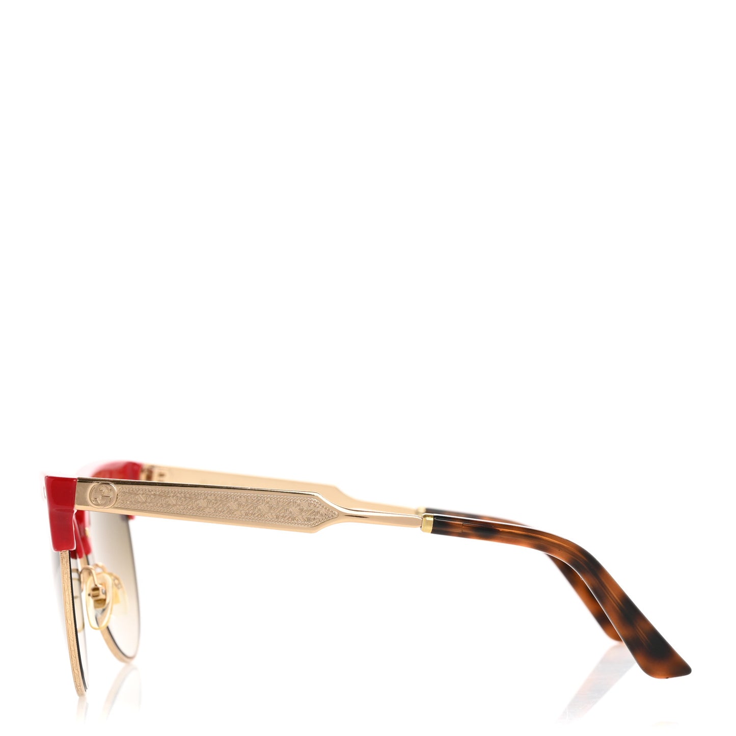 Acetate Damascato Cat Eye Sunglasses GG0055S Red Gold