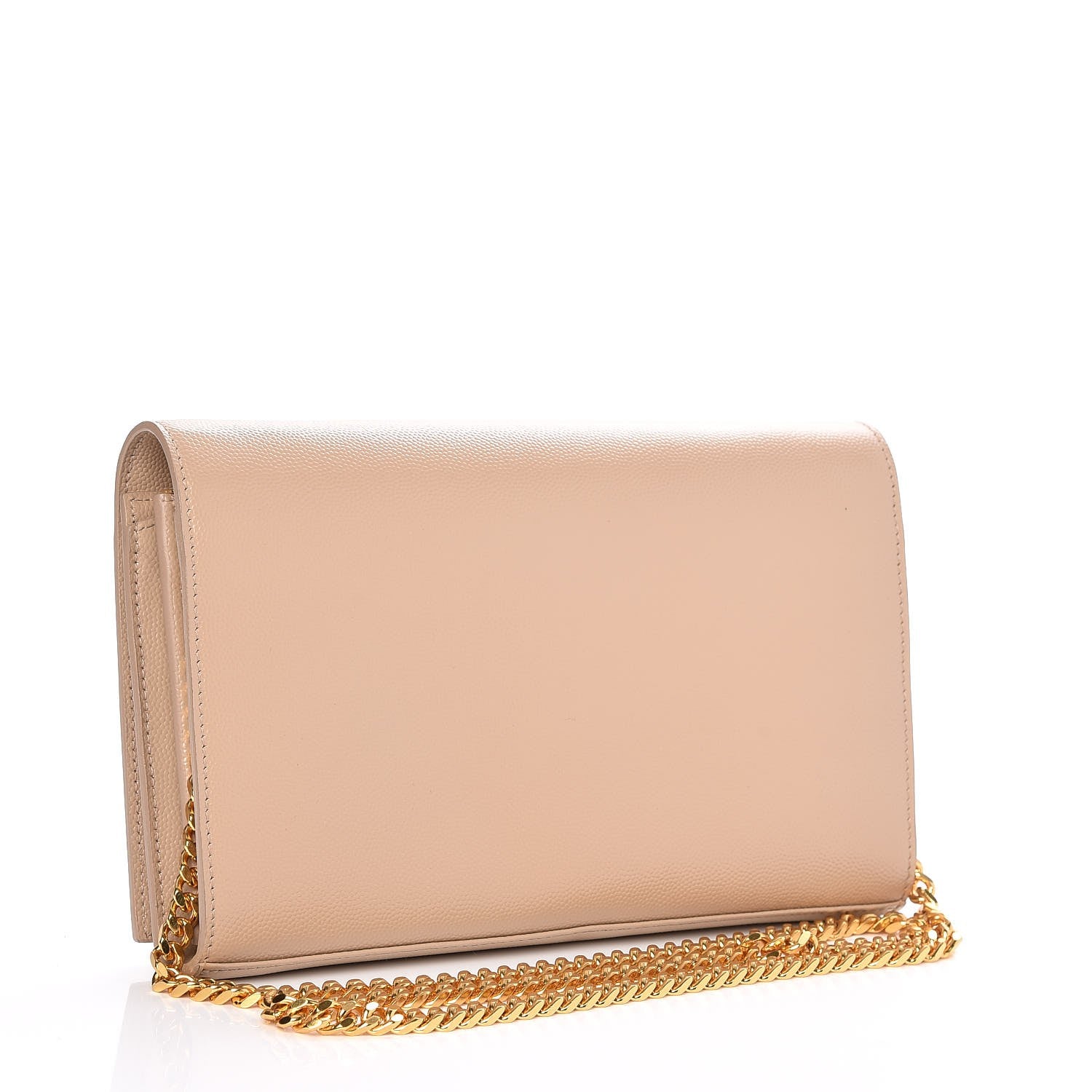 Saint Laurent Grain De Poudre Monogram Chain Wallet Dark Beige 3 of 7