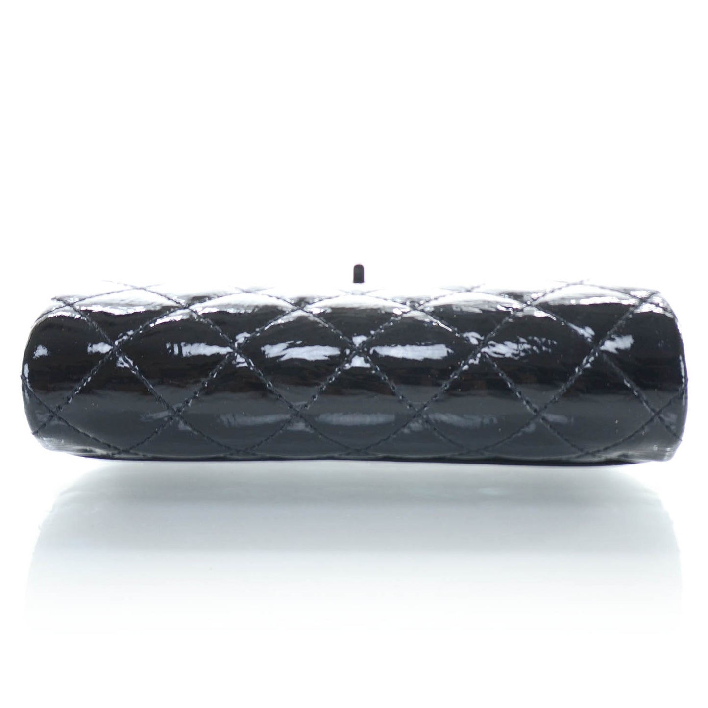 Patent Quilted Reissue Flap Clutch Bag Black