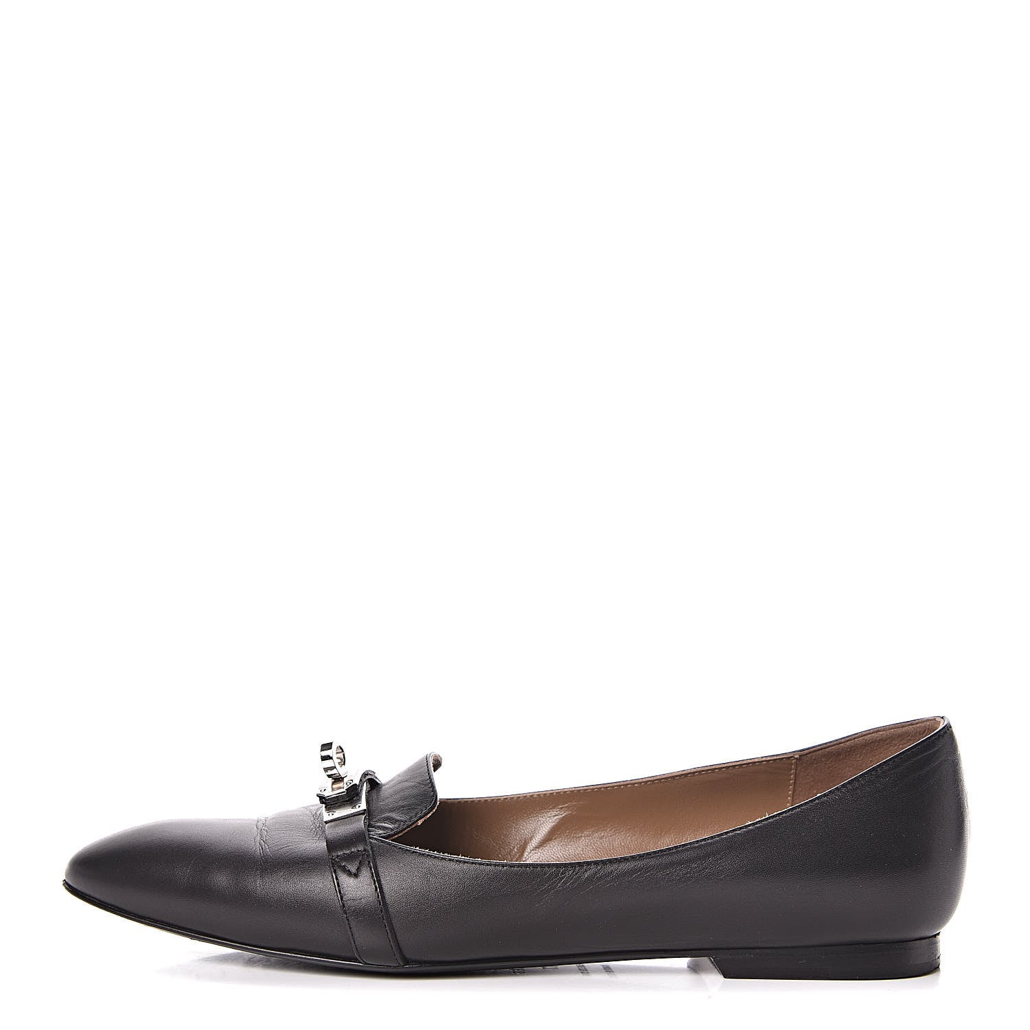 Hermes Calfskin Pegase Ballerina Flats 37 Black 1 of 10