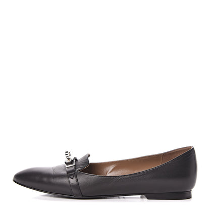 Hermes Calfskin Pegase Ballerina Flats 37 Black 1 of 10