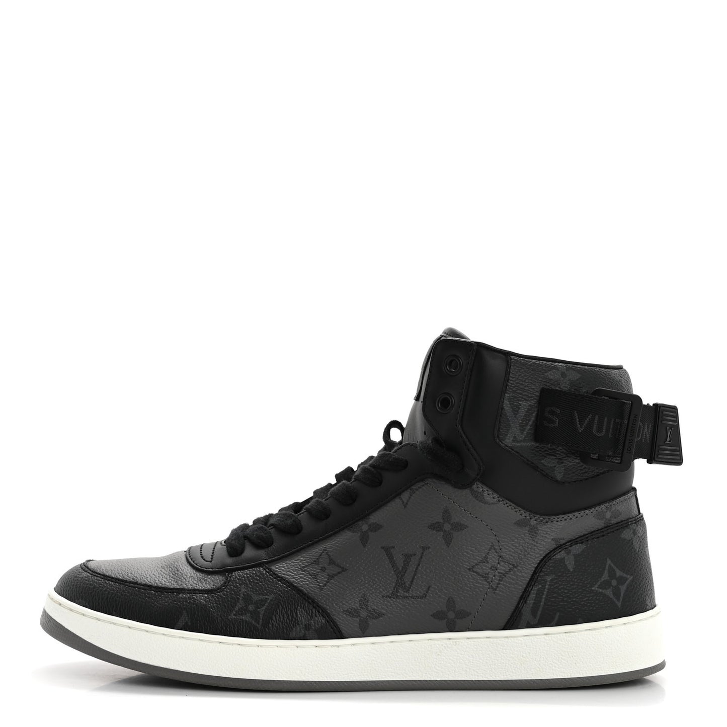 Calfskin Monogram Eclipse Mens Rivoli High Top Sneakers 9 Black Grey