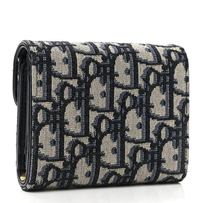 Christian Dior Oblique Saddle Lotus Wallet Blue 3 of 9
