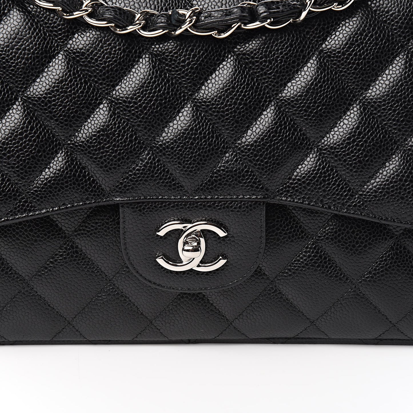 Caviar Quilted Jumbo Double Flap Black