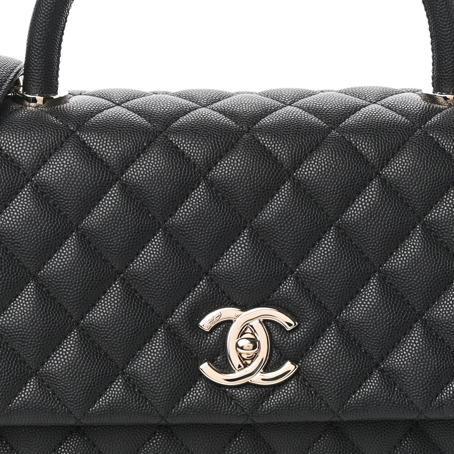 Caviar Quilted Small Coco Handle Flap Black