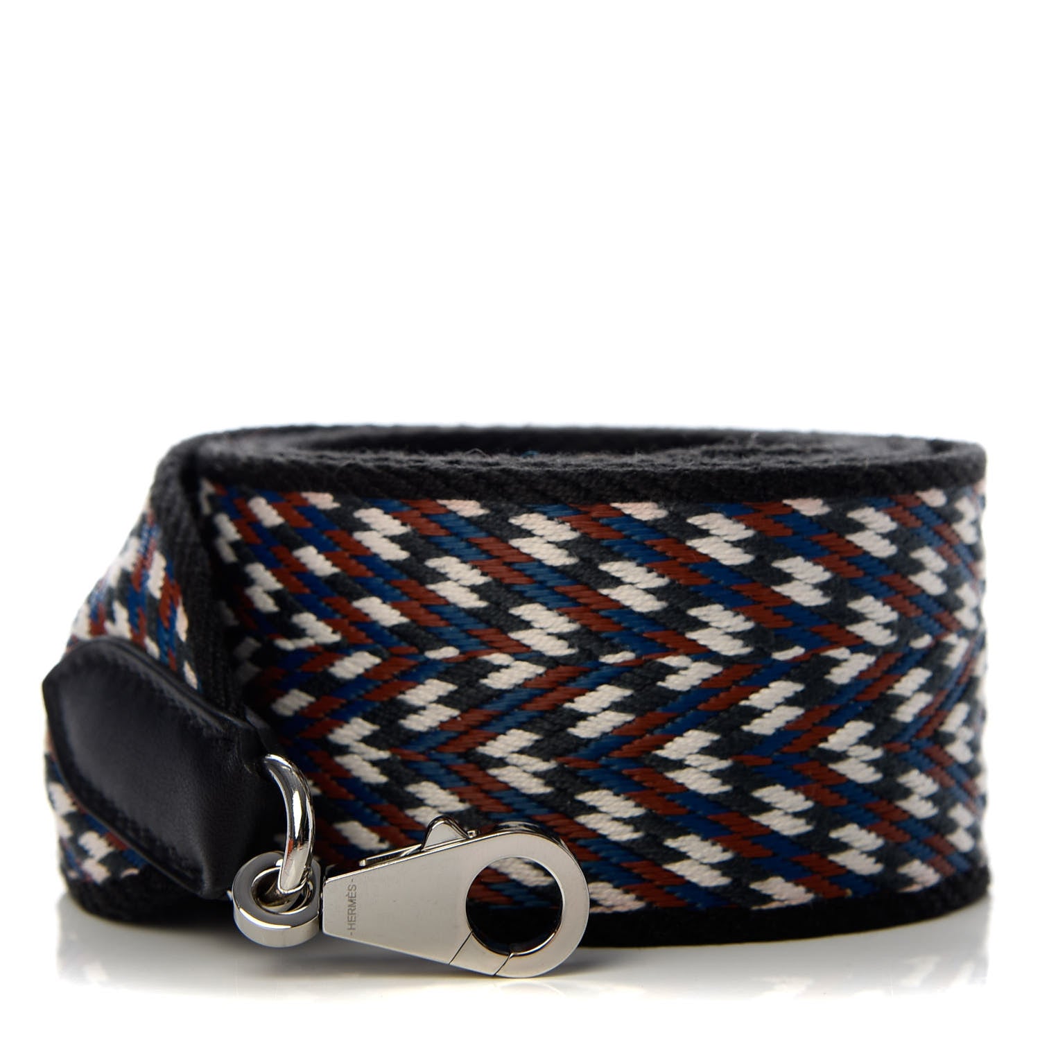 Hermes Toile Swift 50mm Sangle ZigZag Shoulder Strap Black White Deep Blue 1 of 4