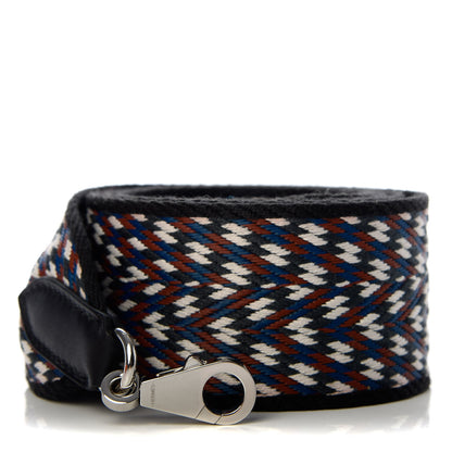 Hermes Toile Swift 50mm Sangle ZigZag Shoulder Strap Black White Deep Blue 1 of 4