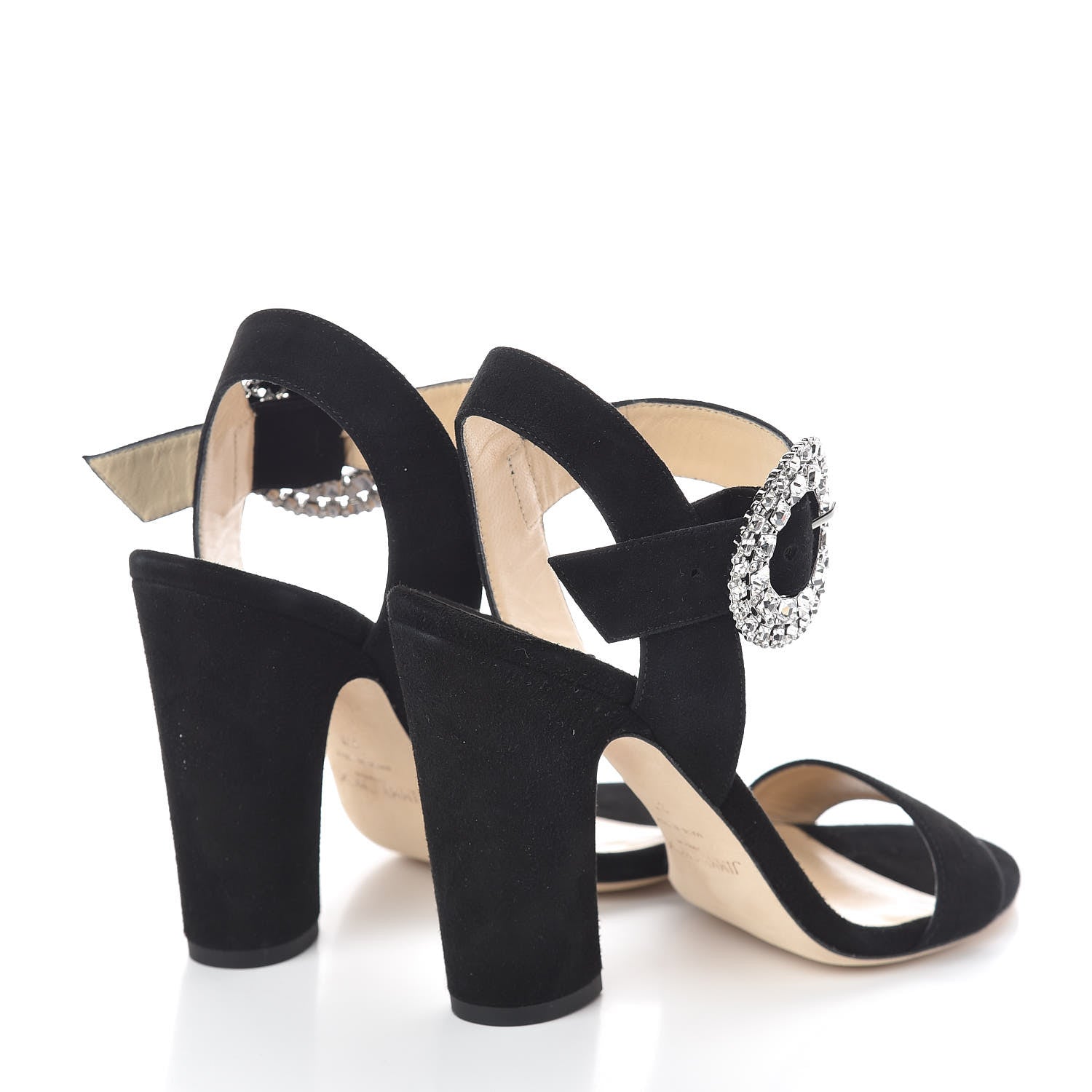 Jimmy Choo Suede Crystal Mischa Sandals 37 Black 4 of 7