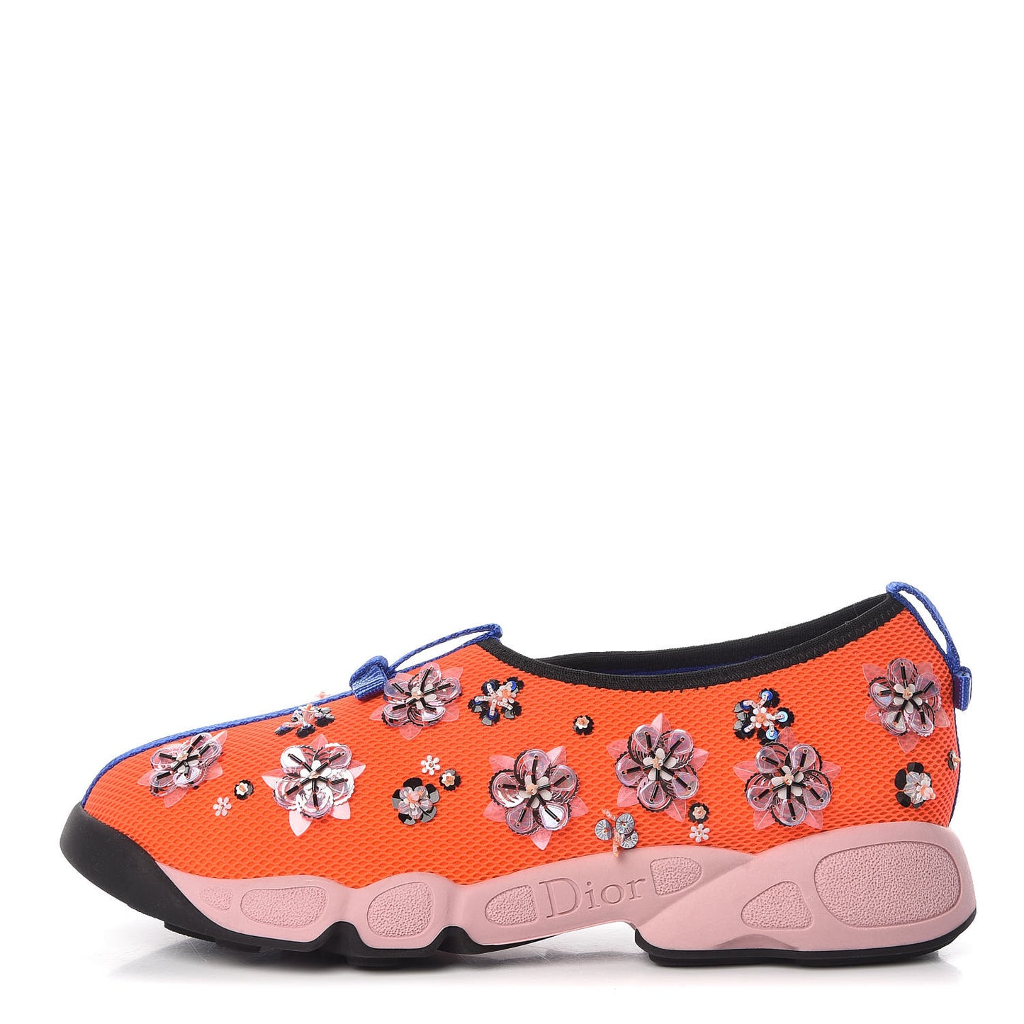 Technical Canvas Embellished Dior Fusion Sneakers 40 Orange Fluo