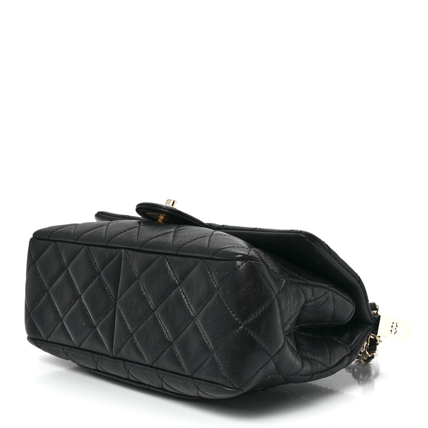 Lambskin Snakeskin Quilted Frame Flap Black