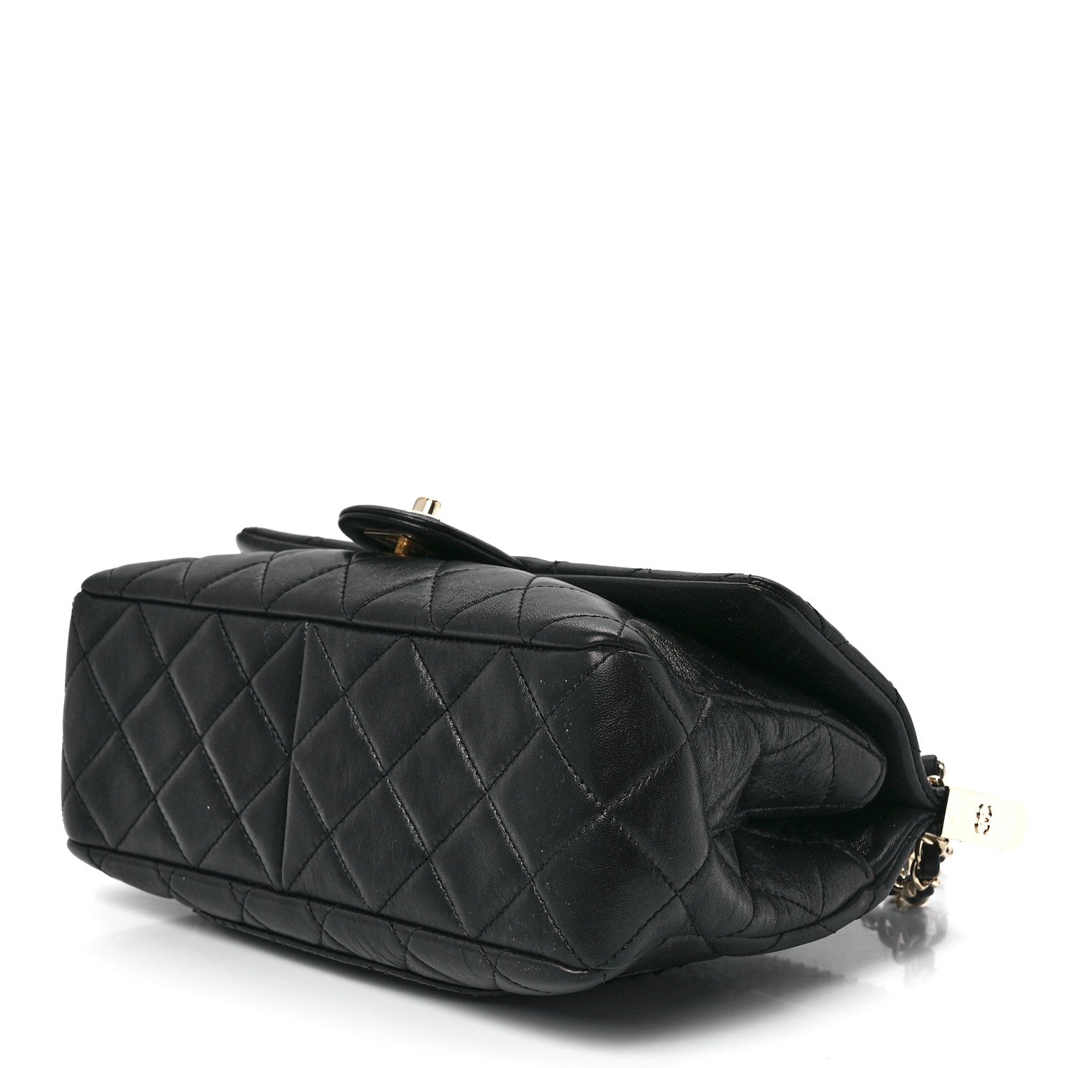 Chanel Lambskin Snakeskin Quilted Frame Flap Black 10 of 13