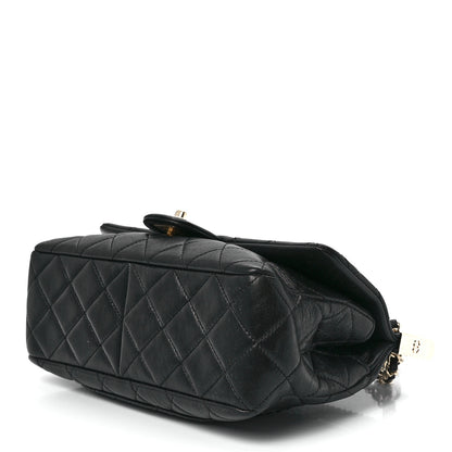 Chanel Lambskin Snakeskin Quilted Frame Flap Black 10 of 13