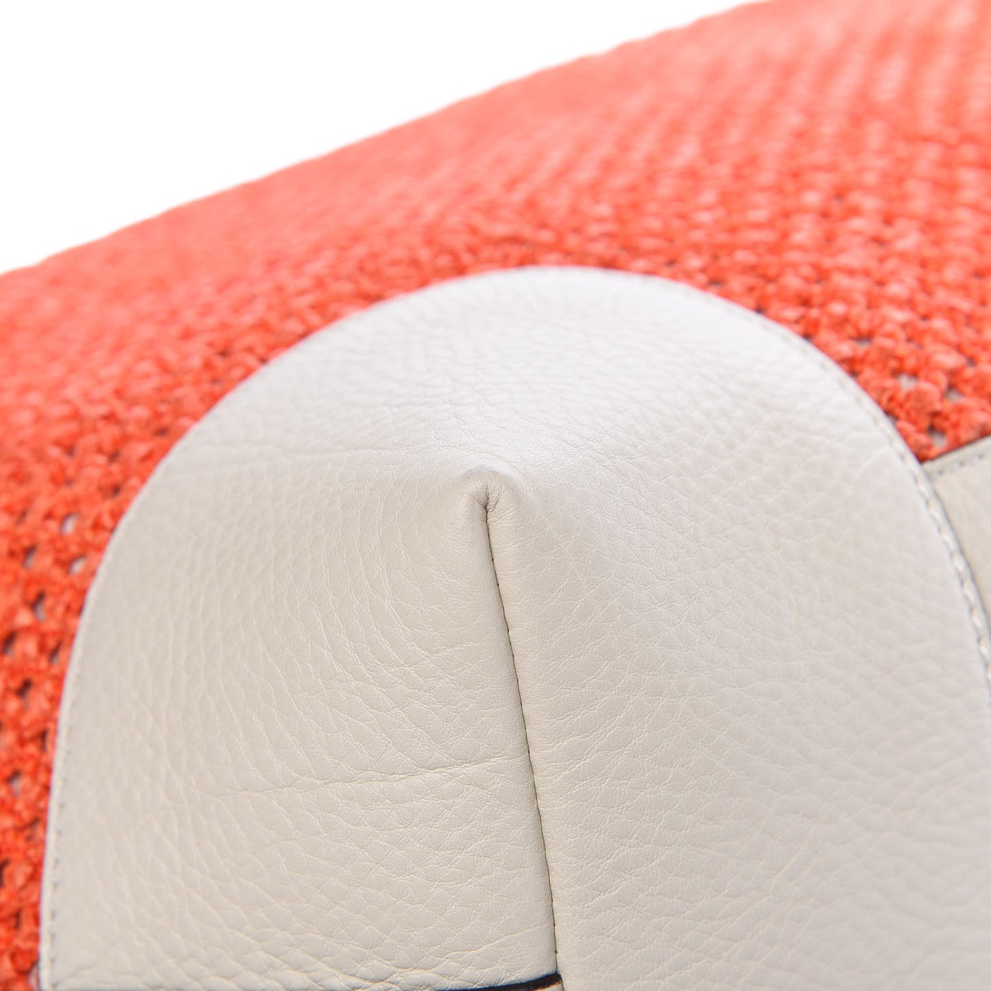 Straw Calfskin Bamboo Shopper Tote Orange
