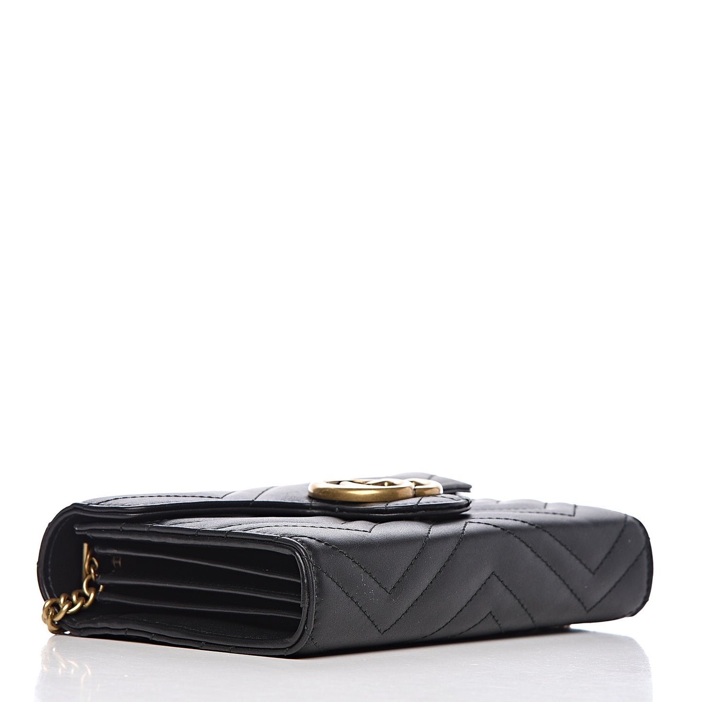 Calfskin Matelasse GG Marmont Chain Wallet Black