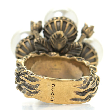 Gucci Metal Pearl Ring 7 Aged Gold 3 of 6