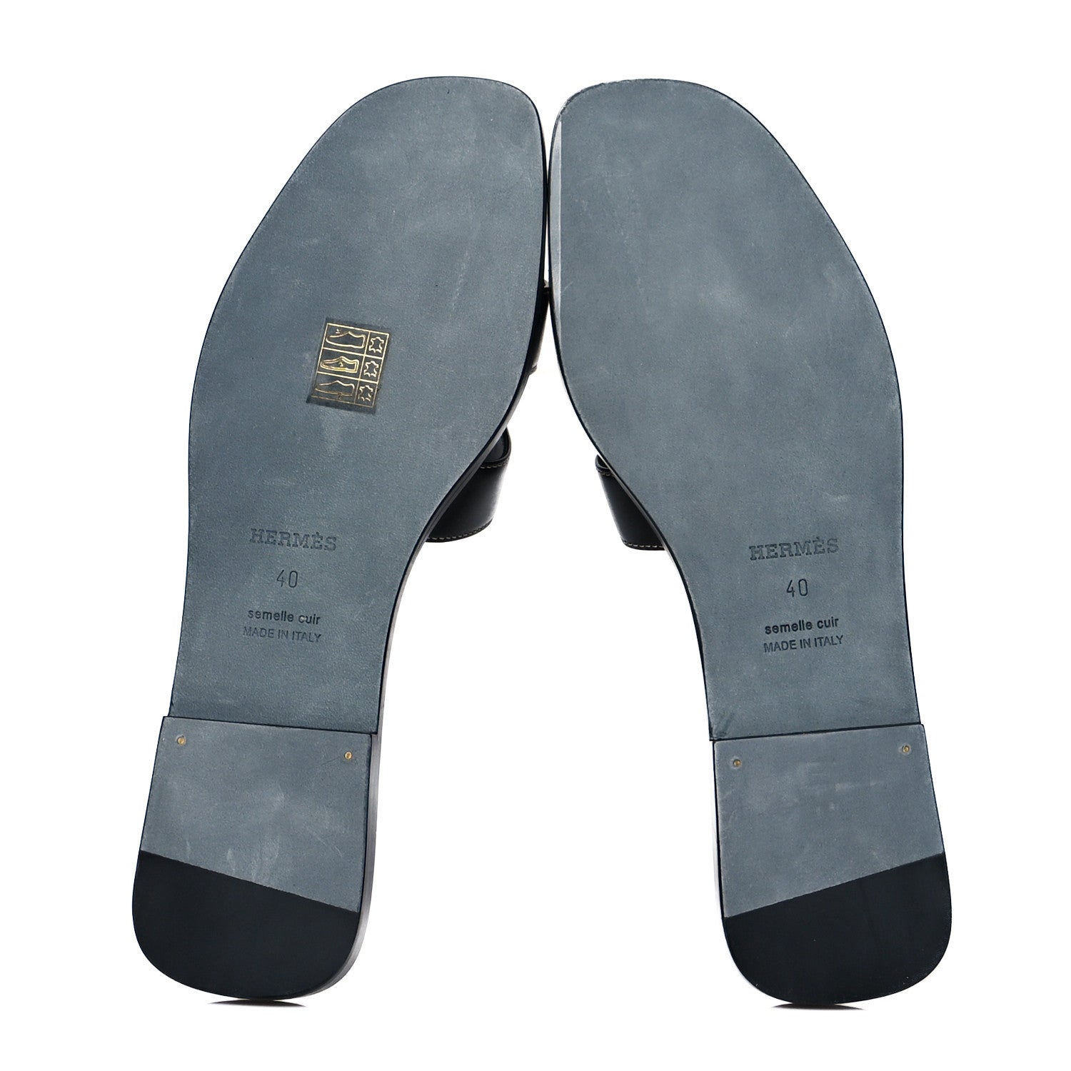 Hermes Box Calfskin Oran Sandals 40 Black 5 of 9