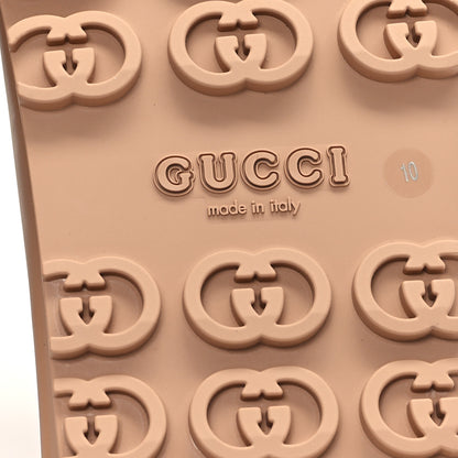 Gucci Soft Rubber Mens Interlocking G Platform 42mm Slide Sandals 10 Vintage Camel 7 of 9