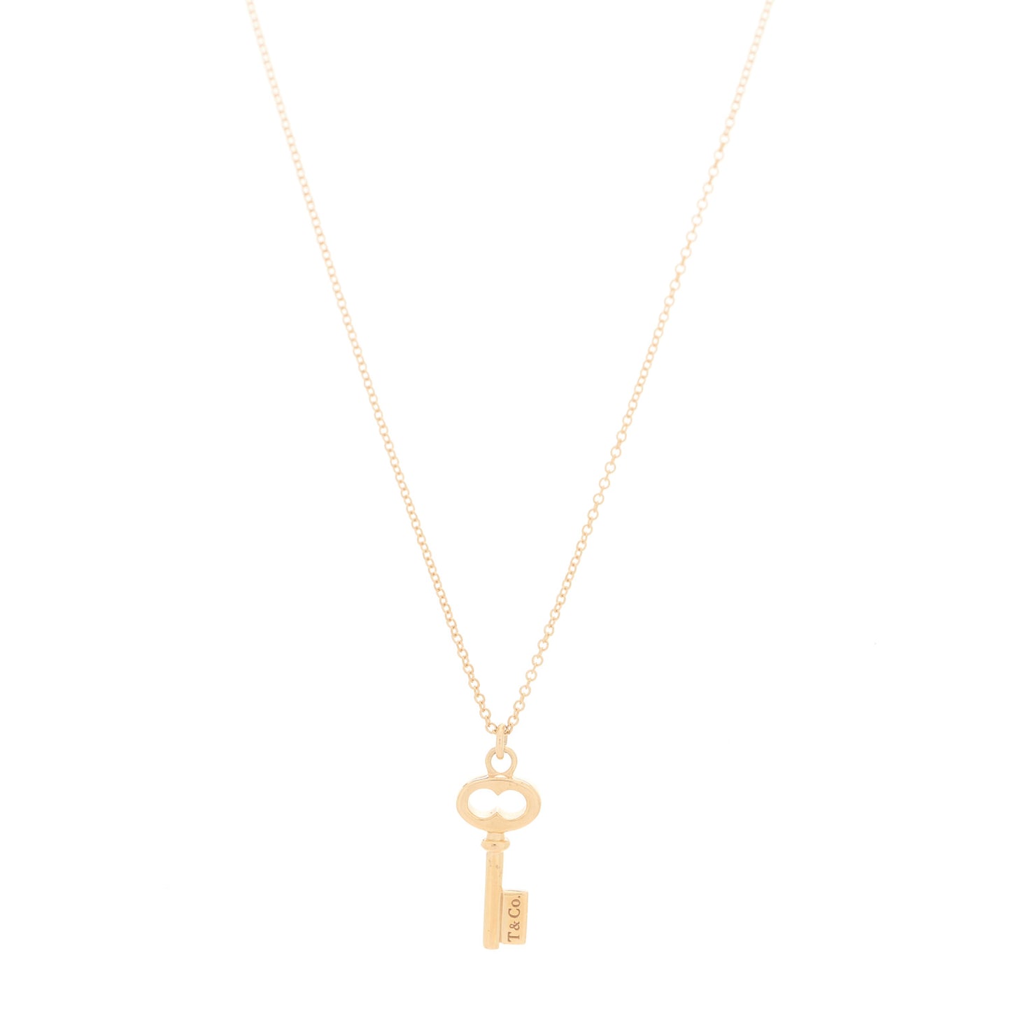 18K Rose Gold Mini Oval Key Pendant Necklace