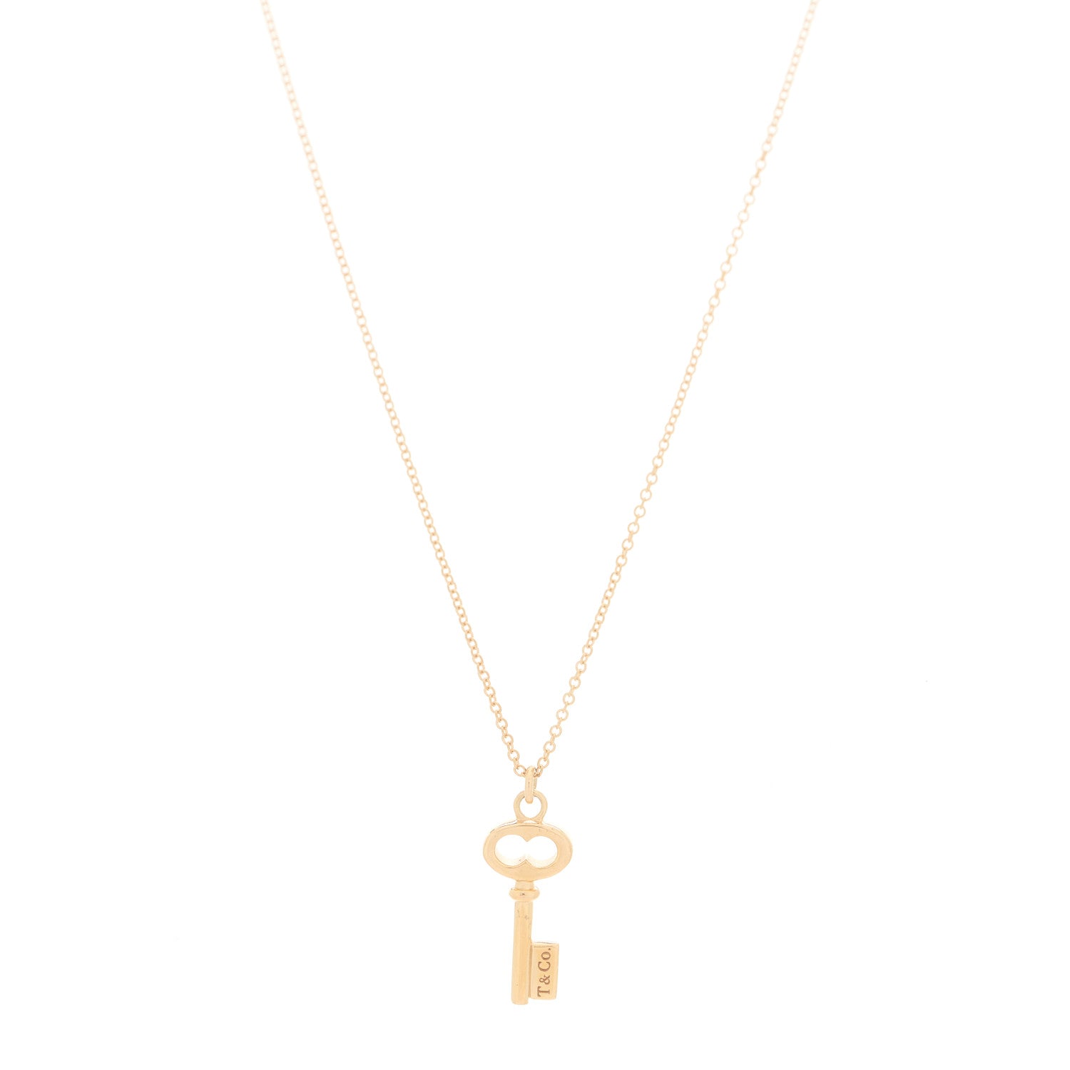 Tiffany 18K Rose Gold Mini Oval Key Pendant Necklace 5 of 7