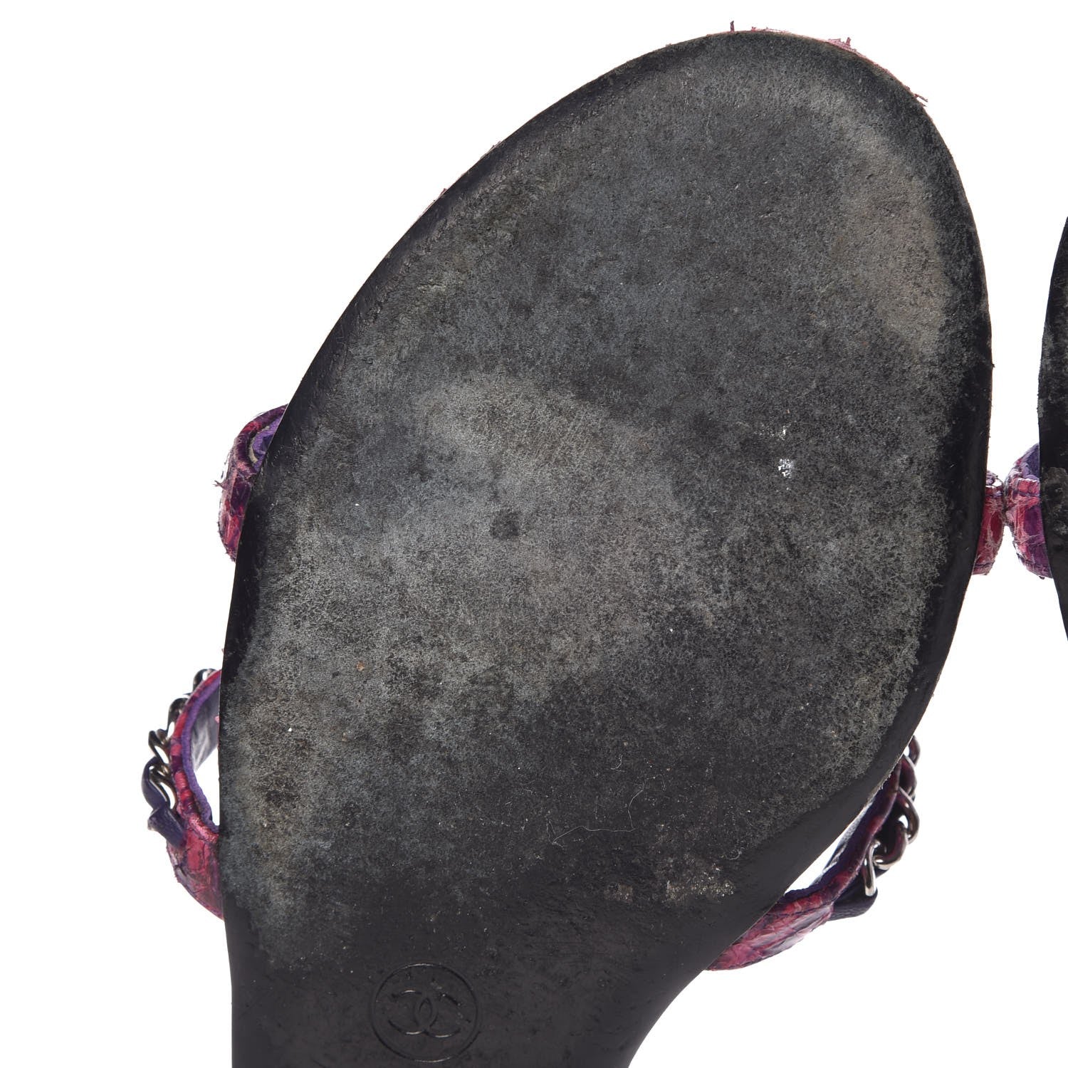 Chanel Shiny Python CC Chain Thong Sandals 41 Dark Pink 15 of 19
