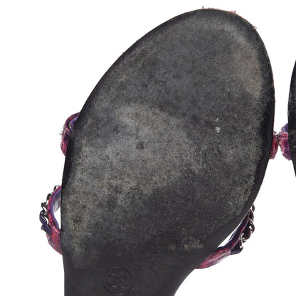 Chanel Shiny Python CC Chain Thong Sandals 41 Dark Pink 15 of 19