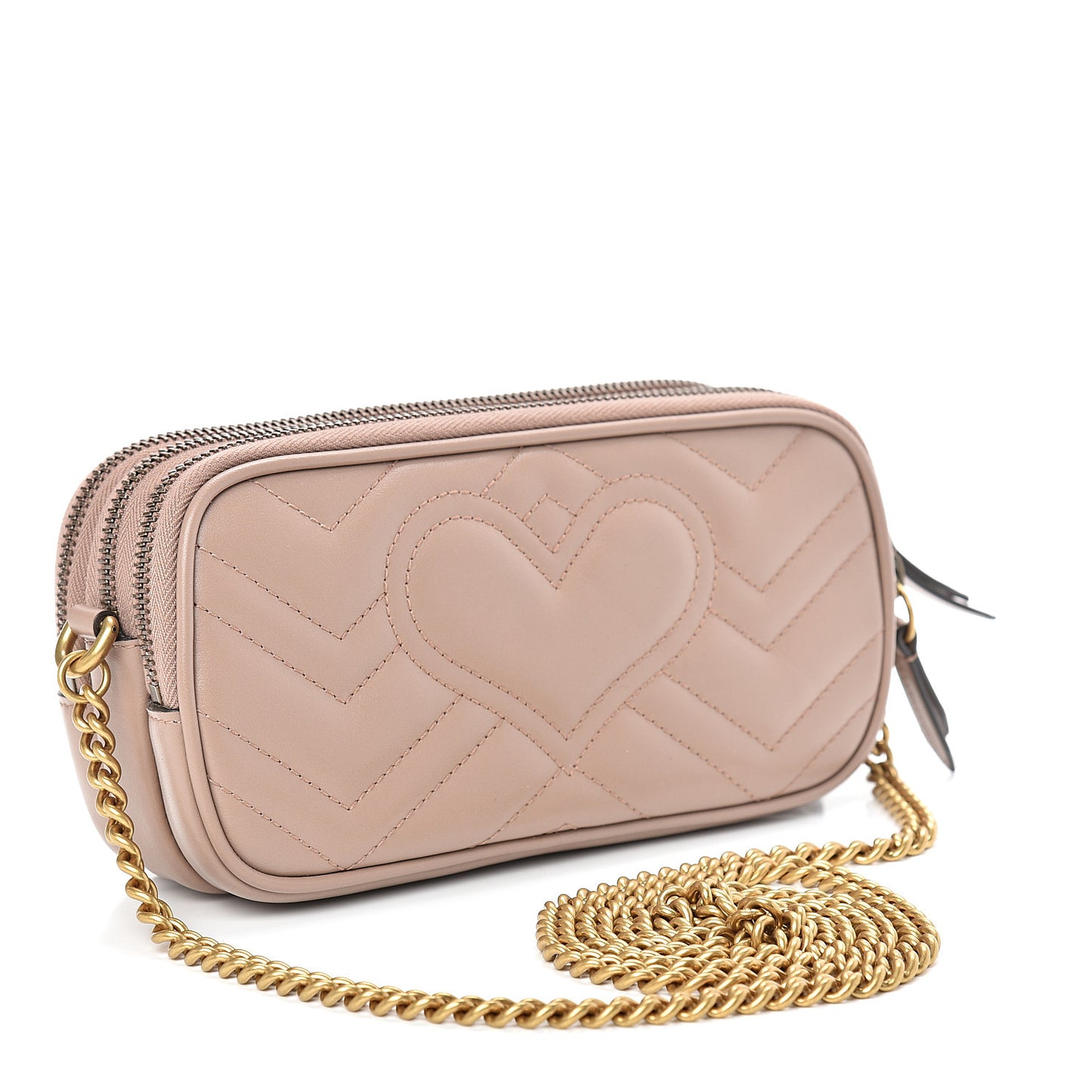 Calfskin Matelasse Mini GG Marmont Chain Crossbody Bag Porcelain Rose