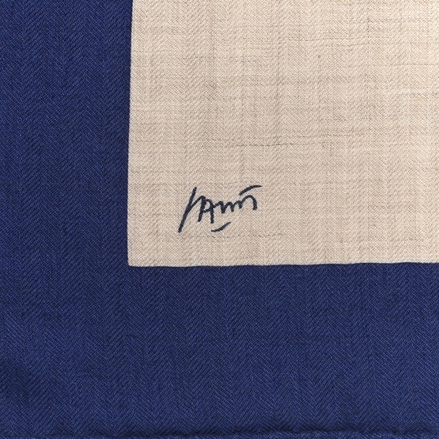 Cashmere Silk Chevaux Au Pre Shawl 140 Cobalt Naturel Vert