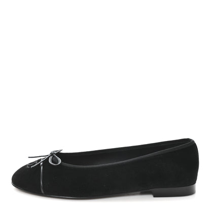 Chanel Suede Cap Toe CC Ballerina Flats 41 Black 1 of 9