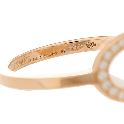 Hermes 18K Rose Gold Diamond MM Chaine d'Ancre Contour Ring 57 8 7 of 8