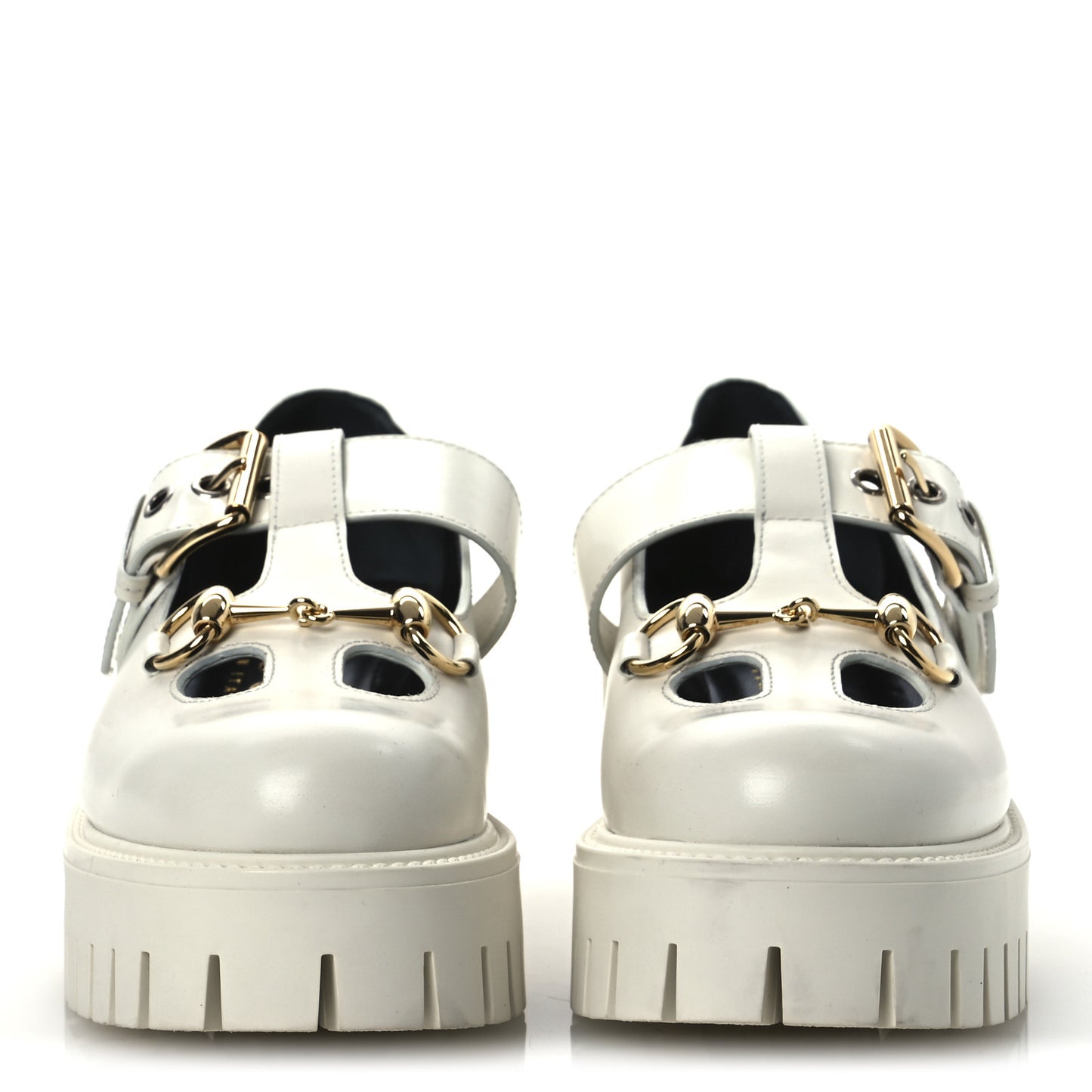 Cordovan Lux Womens Horsebit Platform Mary Jane Loafers 38.5 Off White