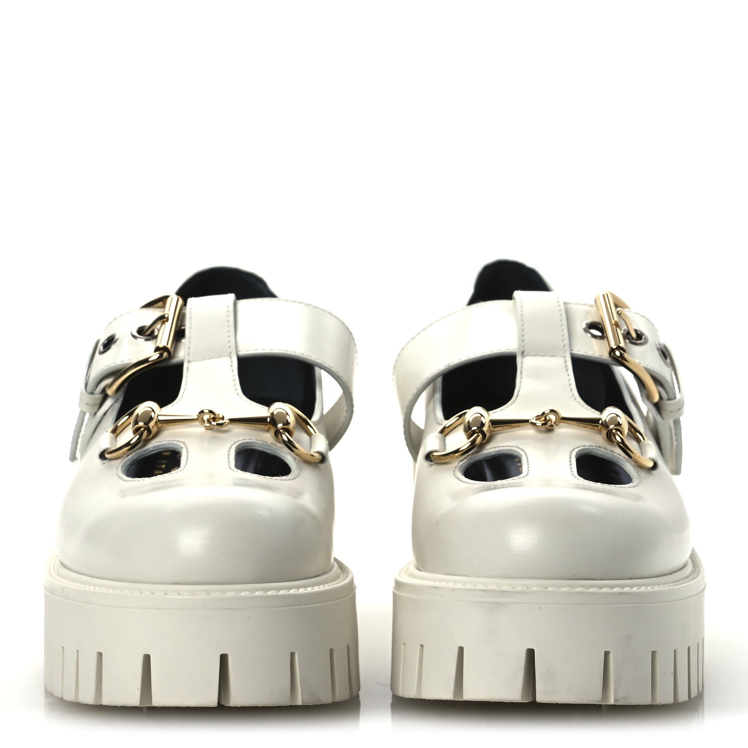 Gucci Cordovan Lux Womens Horsebit Platform Mary Jane Loafers 38.5 Off White 3 of 12