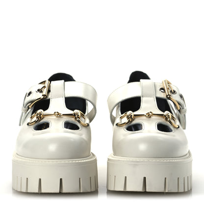 Gucci Cordovan Lux Womens Horsebit Platform Mary Jane Loafers 38.5 Off White 3 of 12