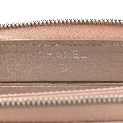 Chanel Iridescent Caviar Chevron Quilted Medium Zip Around Wallet Light Gold 6 of 9