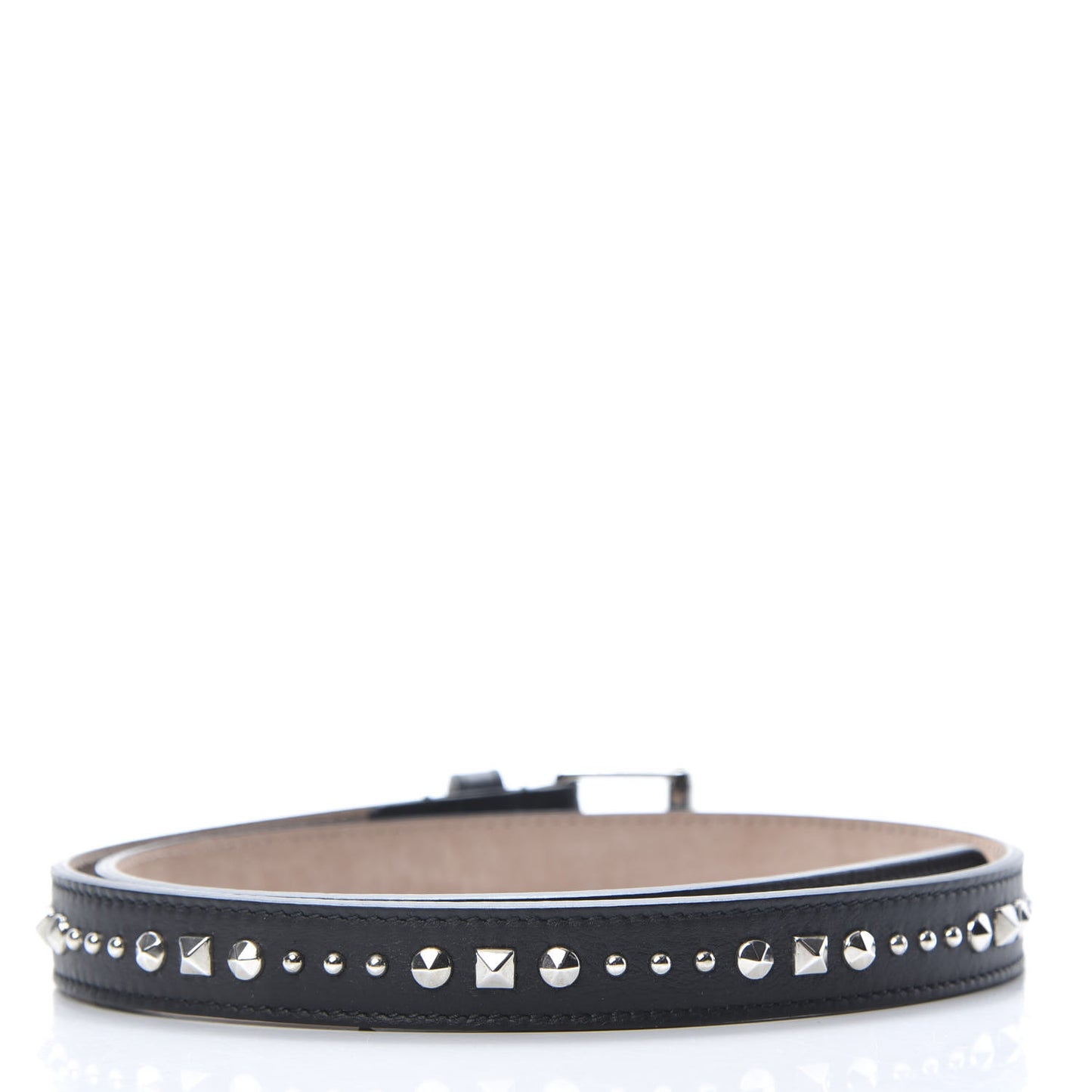 Calfskin Skinny Studded Belt 75 30 Black