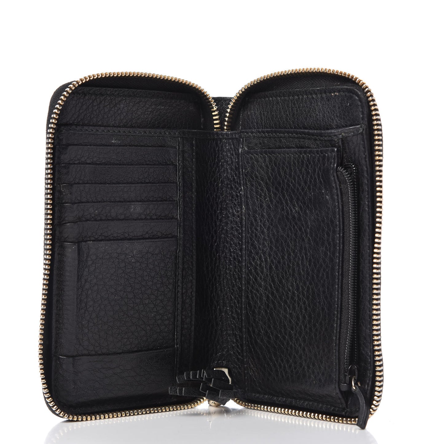 Pebbled Calfskin Medium Soho Zip Around Wallet Black