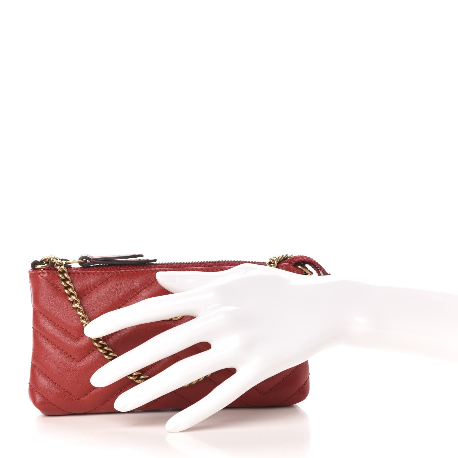 Gucci Calfskin Matelasse Mini GG Marmont Chain Bag Hibiscus Red 2 of 10