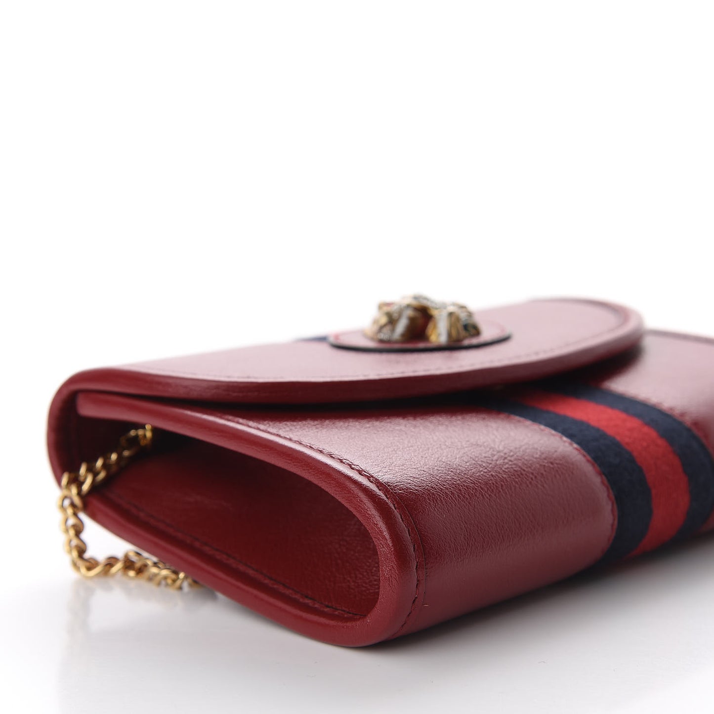 Textured Calfskin Web Mini Rajah Slim Flap Shoulder Bag Romantic Cherry