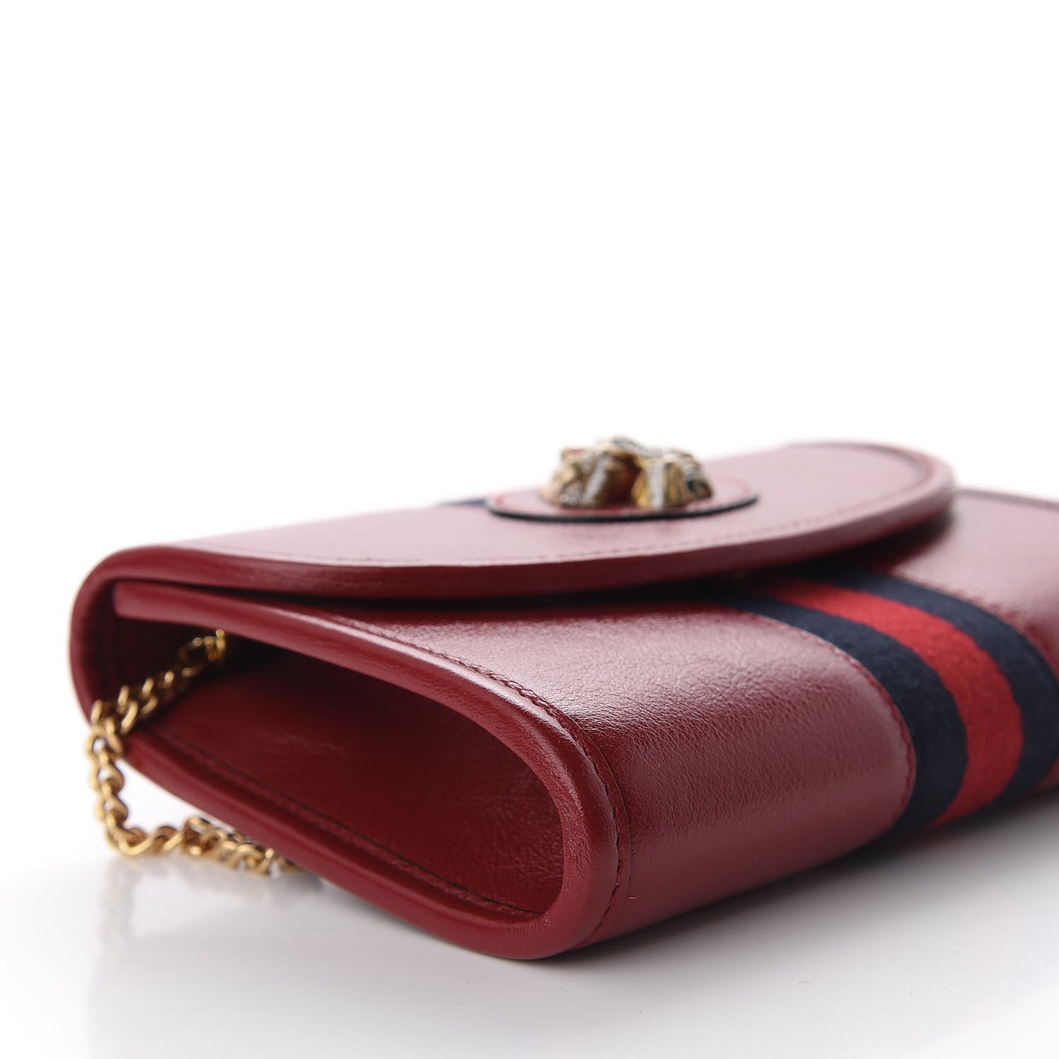 Gucci Textured Calfskin Web Mini Rajah Slim Flap Shoulder Bag Romantic Cherry 6 of 10
