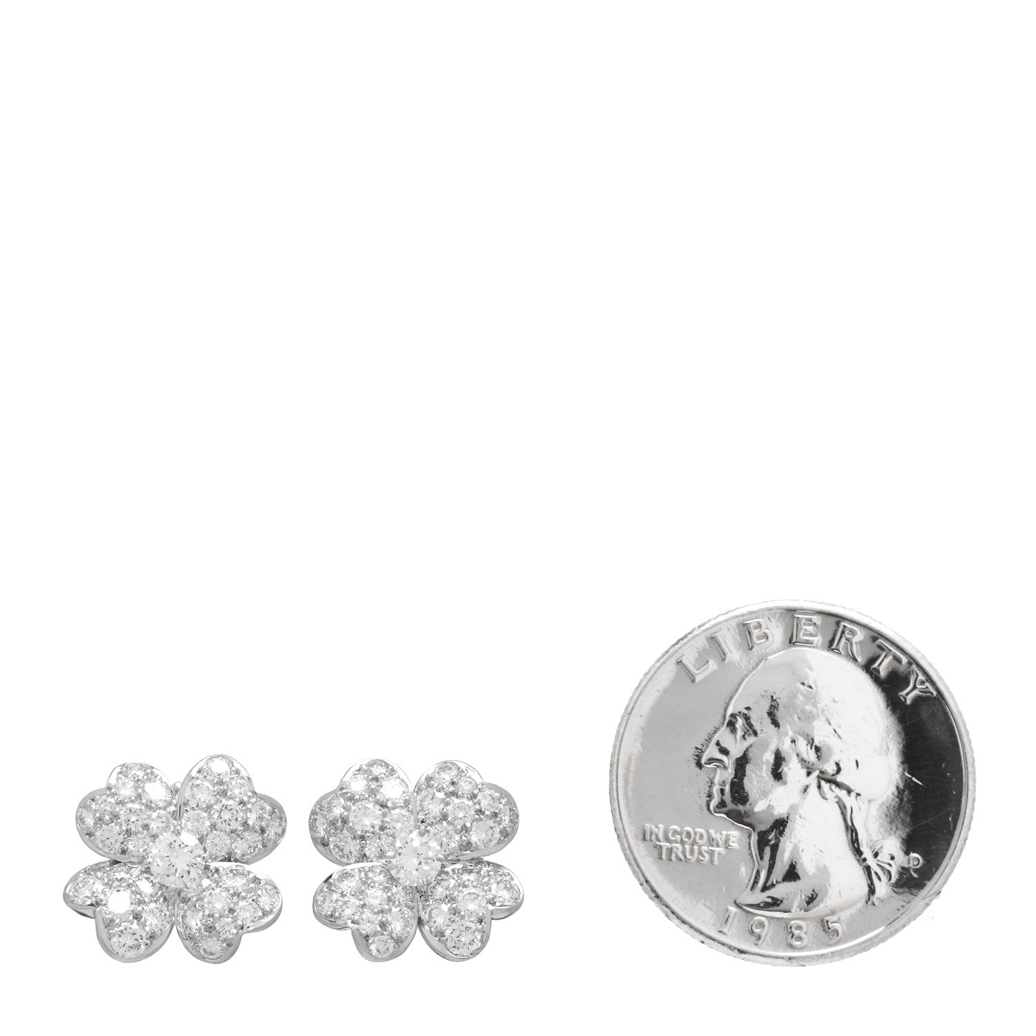 Van Cleef & Arpels Platinum Diamond Small Cosmos Clip-On Earrings 2 of 4