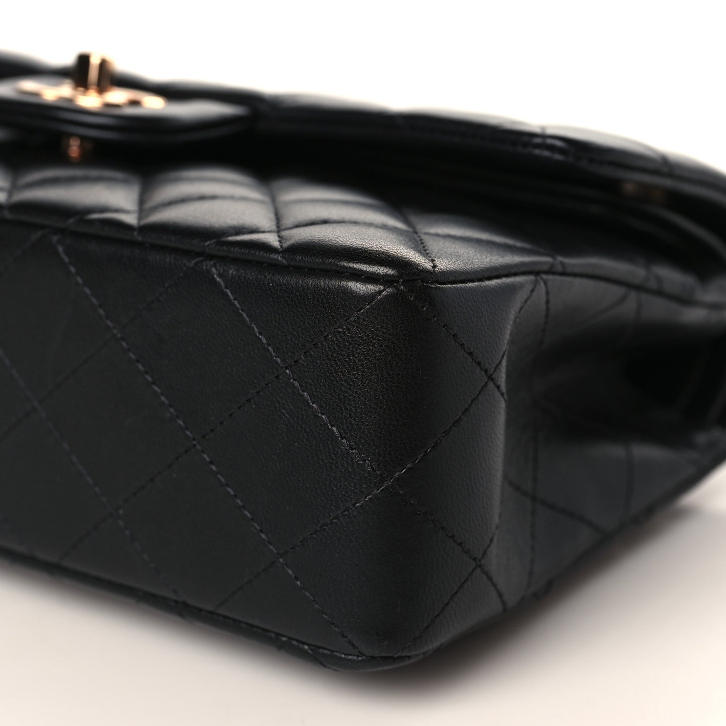 Lambskin Quilted Small Double Flap Black