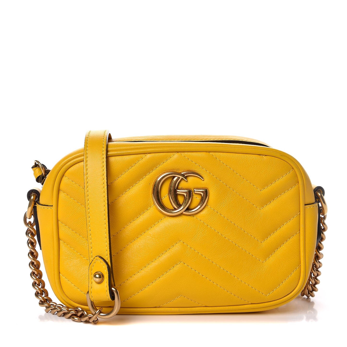 Calfskin Matelasse Mini GG Marmont Chain Shoulder Bag Stone Topaz