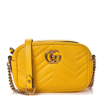 Gucci Calfskin Matelasse Mini GG Marmont Chain Shoulder Bag Stone Topaz 1 of 7