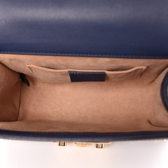 Calfskin Studded Small Padlock Shoulder Bag Blue Agata